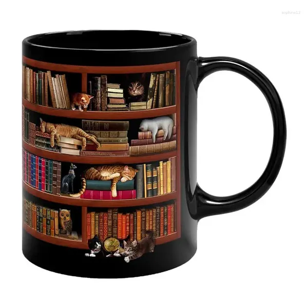 Tazas 3D Bookshelf Mug Coffee Cup Effect Design Creative Space Diseño Multi -Propósito Novedad para amigo