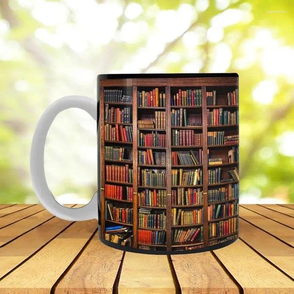 Tasses 3D bibliothèque tasse créative tasse d'eau en céramique avec poignée bibliothèque étagère espace livre amoureux café anniversaire cadeau de noël