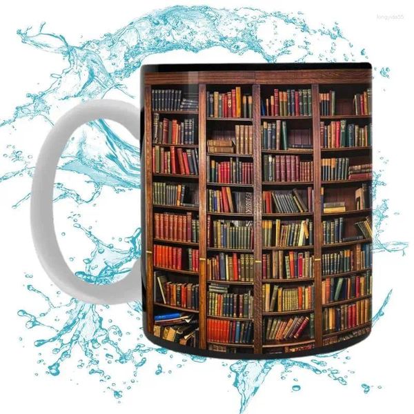 Tasses 3D librairies bibliothécaire café multi-usine de conception d'espace créatif 350 ml articles livresque pour les lecteurs