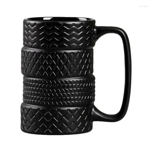 Tazas Taza de cerámica de neumático de automóvil 3D Único 400 ml Regalo novedoso Diseño esmerilado negro para momentos frescos de café y té Gran distintivo