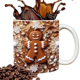 Tasses 3D Tasse de Noël Festive Café de vacances avec des hommes en pain d'épice 350 ml en céramique pour les décorations de table Fête de peinture