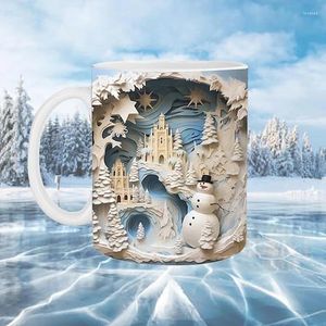 Tasses 3D Noël Bonhomme de neige Tasse à café Creative Space Design Décorations en céramique pour femmes Cadeau