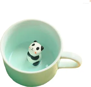 Tasses Tasse à café 3D Animal mignon à l'intérieur de la tasse dessin animé céramique Figurine tasse à thé cadeau d'anniversaire de noël pour garçons filles enfants