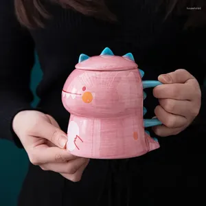 Tasses 3D dinosaure tasse pour enfants en céramique bureau mignon café drôle pour les enfants tasse avec couvercle eau inhabituelle de tasses Drinkware cadeau