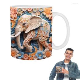 Tasses 3d fleur animal éléphant en céramique peinture tasse tasse tasse tasse de thé à thé