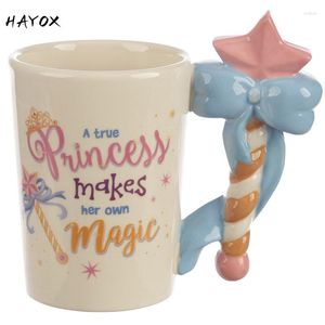 Mokken 3d Kawaii Fairy Mug Cup Creative Painted keramische scepterhandgreep Lovely Girl Heart Water Coffee Cups