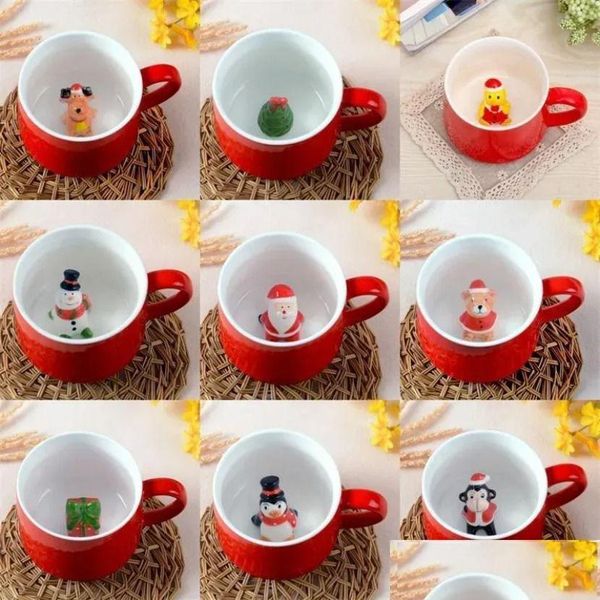 Tazas Taza de café encantadora 3D Resistente al calor Animal de dibujos animados Taza de cerámica Regalo de Navidad CPA4648 1026 Entrega de gota Hogar Jardín Cocina Di Dhwy7