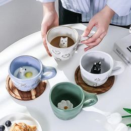 Tasses 3D escargot marguerite chien chat café 360 ml créatif mignon fait à la main en céramique drôle dessin animé animal thé lait tasses cadeaux d'anniversaire uniques