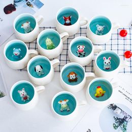 Tasses 3D Zodiac Animal Lait Tasse En Céramique Café Creative Cartoon Tasse Enfants Eau Potable 400 ml Pour Enfants