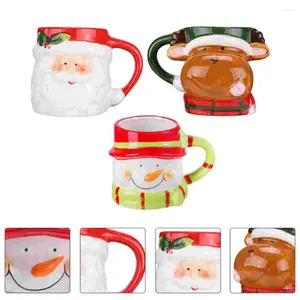 Tasses 3pcs cadeau de Noël en céramique tasse tasse de neige de neige du Père Noël.