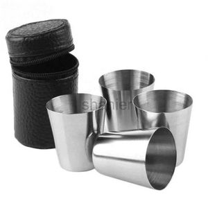 Mokken 4/6pcs roestvrijstalen bekers Mini Shoot Glass Beer Cup Metaal Wijn Cup Coffee Tumbler Tea Milk Mokken Camping Hiking Portable Cup Set 240417