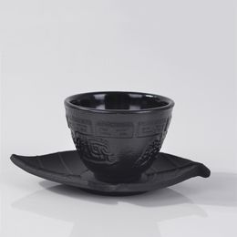 Tasses 4 pièces tasses à thé japonaises en fonte avec soucoupe à tampon ensemble tasse à thé tasses tampons verres 70 ml à la main Kung Fu café outils Topgrade 230818