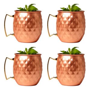 Tasses 4 Pièce 550 ml Moscou Mule Cuivre Tasse En Métal Tasse En Acier Inoxydable Bière Vin Café Bar Outils 221119