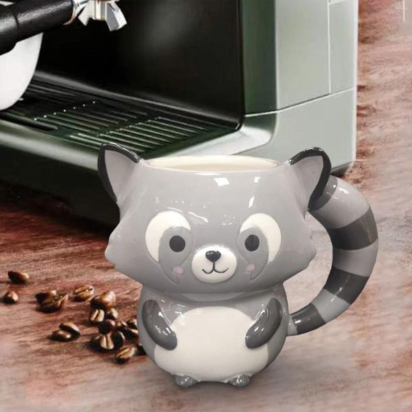 Tasses 400-500 ml enfants tasse de café au lait avec poignée en céramique d'eau résistante à la chaleur Carton de bouche brosse à dents de lavage de bouche Panda toon