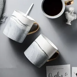 Tazas 400 ml (13 oz) Taza de café de cerámica de mármol natural Tazas de té de leche Tazas de oficina Drinkware El regalo de cumpleaños con caja