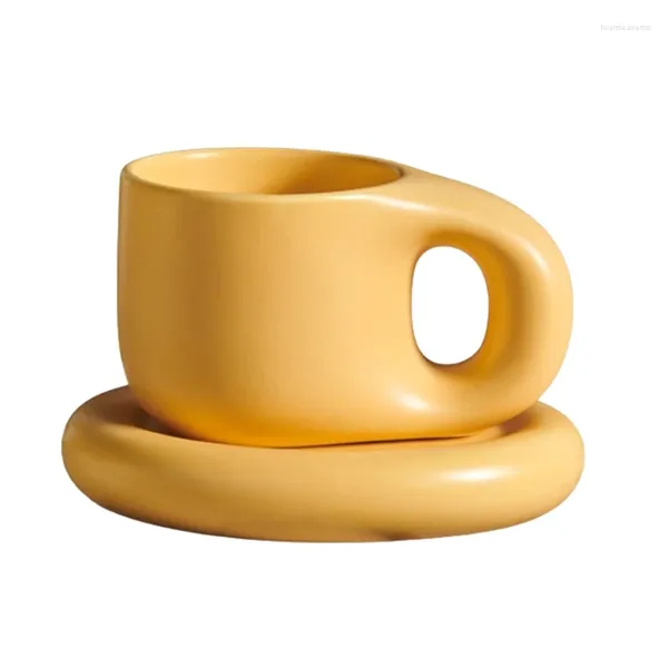 Tazas 400 ml Desayuno Café Leche Taza de agua con bandeja Drinkware Pareja Helado Postre