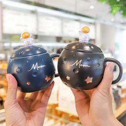 Tasses 400ml Créative Cartoon Space System Solar Ceramics Coffee Mug DoubleGlass Mignon Milk Breakfast Breakfast Cup de Noël Cadeau pour garçons