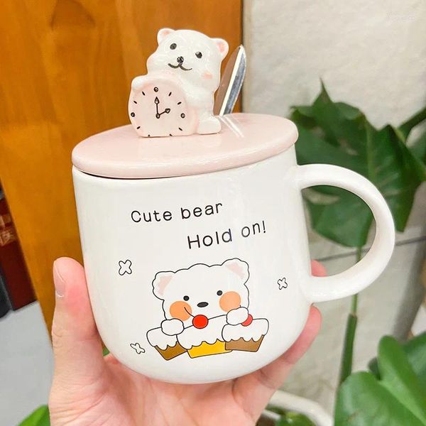 Tasses 400ml Migne Cartoon Bear Coffee tasse tasse en céramique personnalisée tasse en céramique à la main avec un petit déjeuner au lait de lait