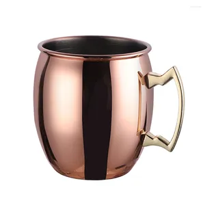 Tasses 401-500ml en acier inoxydable 304 tasse plaquée en cuivre tasse à bière en forme de tambour cocktail or rose