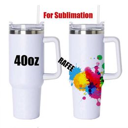 Tasses 40oz sublimation blanc gobelers gère les gobelets en acier inoxydable tasses thermiques 40 oz de voyage isolée tasses drinkware en vrac en gros 240410