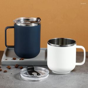 Tazas 420/500ml 304 taza de café de leche de acero inoxidable doble pared a prueba de fugas desayuno tazas de agua de té vaso de viaje de oficina para regalos