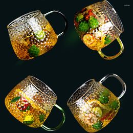 Tazas de 420ml, vasos para bebidas, patrón de martillo japonés, cristalería Ins Wind, taza de agua Simple para el hogar para mujer, té resistente Tropical