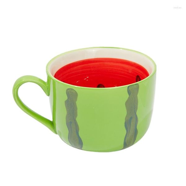 Tasses 450ml personnalité créative tasse à eau en céramique pastèque tasse mignonne café cuisine Couple maison lait Art