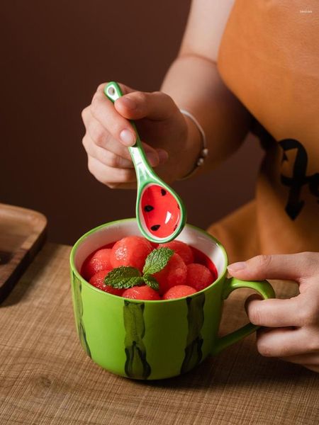 Tazas 450 ml de alta apariencia taza de cerámica linda taza de café verano