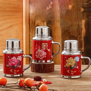 Mokken 460 ml retro creatieve keramische mok met roestvrijstalen deksel ouderwetse waterbeker koffie theepot Chinese stijl bruiloft geschenken