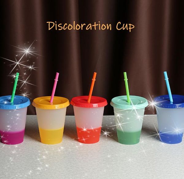 Tasses froides à couleur changeante de 473/700ml, gobelet en plastique réutilisable avec couvercle et paille, ustensiles de boisson, gadgets de cuisine