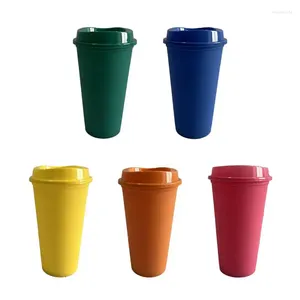 Tazas 473 ml / 16 oz Ins Macarone Precioso color sólido Taza de café Moda simple Agua Reutilizable Taza de bebida de viaje de plástico