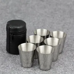 Tasses 4 pièces/6 pièces 30ml tasses pratiques en acier inoxydable ensemble Ss Mini verres pour whisky vin café Portable verres en plein air