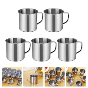 Tasses 5 pcs café concentré tasse de bureau eau anti-chute en acier inoxydable tasse à boire voyage