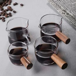 Mokken 50 75 100 ml houten handvat glazen espresso maatbeker dubbele enkele mond melk latte kan koffie benodigdheden keukenmok drinkgerei 231010