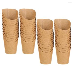 Mokken 50 PCS Wegwerp Ice Cream Cup Containers French Holder Holder Cups Kraft Paper Fries Holding