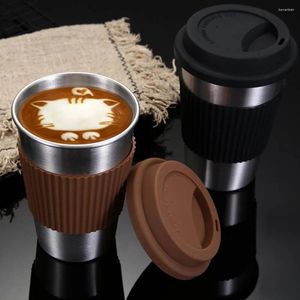 Tasses 500ml tasse à café tasse à eau en acier inoxydable gobelets avec couvercle bouteille à boire isolée par la chaleur Drinkware