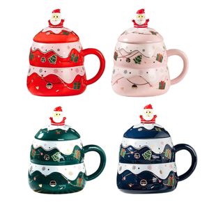 Tazas 500 ml linda taza de Navidad taza de té de café de cerámica con figuras de Santa Oficina en el hogar bebiendo porcelana china regalo de año 231122