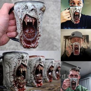 Tasses 500 ml faites à la main Gothic Vampire Half Face Mug portable réutilisable Creative Water Cup Home Drinking Tools
