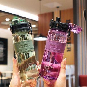 Mokken 500 ml Multicolor Outdoor Portable Sports Water Bottle Bounce Student Water Cup Handgreep Portable Outdoor Travel Gym Plastic Cup Z0420