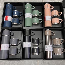Mugs 500ML Stainless Steel Vacuum Flask Gift Set Office Business Style Thermos Bottle Outdoor Water Thermal Insulation Couple Cup 230815