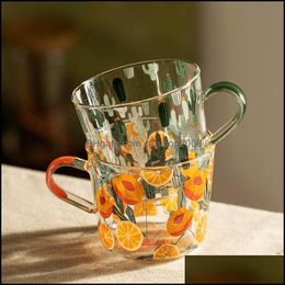 Mokken 500 ml gele perzik cactus glazen thee melkbekers met schaal koffie mug party creatief drinkware tumbler water drop deli carshop2006 dhqoc