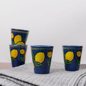 Mokken 50 ml Mini Coffee Mok Lemons Gedrukte Japanse Espresso Cup Ceramic Latte Creative S Glazen Home Cafe Bar Drinkware