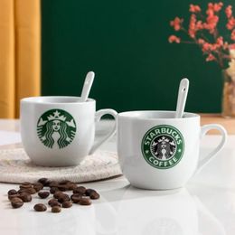 Mokken 50 stks 180 ml Starbucks Koffiekopje Met Lepel Witte Keramische Mokken STARBUCK CAFFE CUPS Starbuck Keramische Mok Cafe Cups Retail Verpakking