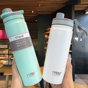 Tasses 530ml 750ml Portable Bouteille Thermos Isolée Bouteille D'eau En Acier Inoxydable Tasse De Voyage Double Paroi Fiole À Vide Sport Tasse Thermique Z0420