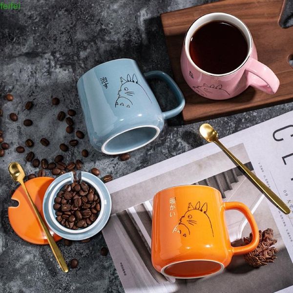 Tasses 550 ml dessin animé Totoro Animaux Mug céramique mignon couple tasse café lait enfant cadeau d'anniversaire 272i