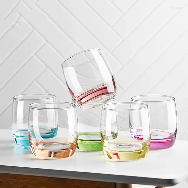 Tasses 6 pcs tasses en verre colorées tasse d'eau thé créatif jus de maison de maison de petit déjeuner