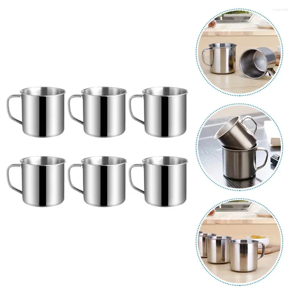 Tasses 6 pcs en acier inoxydable verres tasses tasses de café concentré de métal de base de soupe latte gatch pour enfants