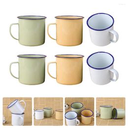 Mokken 6 PCS Vintage waterglazen retro email Cup Drinking Nostalgia Coffee Mug Creative Cups