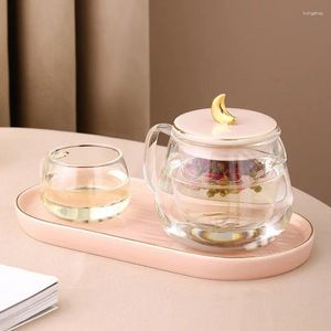 Tasses 600 ml de thé à thé en verre transparent 150 ml tasse avancée et soucoupe réglage du jus de fruit fleur d'eau bouilloire