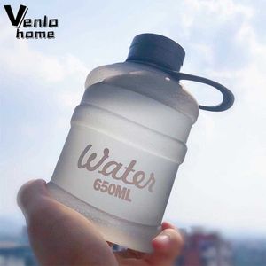 Mokken 650 ml schattige waterfles mini -emmer plastic fles buiten sport drinkwater flessen draagbare grote capaciteit capa cup gym wandelen z0420